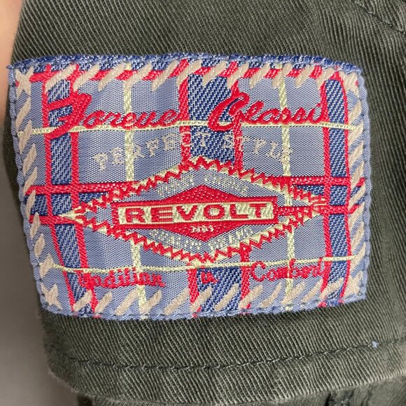 Vintage Revolt Shortalls Jean Overalls Shorts Juniors Green 90s Y2K Dungaree‎ - Picture 8 of 9